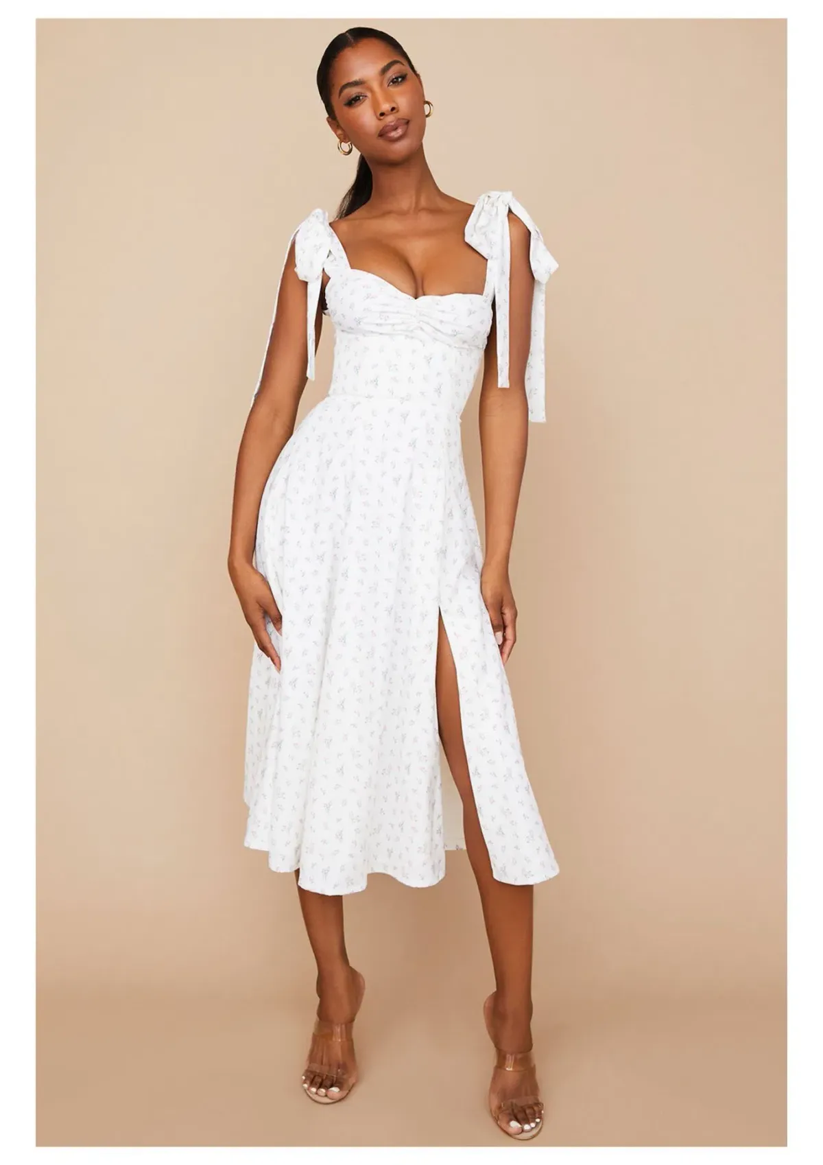 House of CB Alicia Midi Sundress White Floral Size S / AU 8 - Image 1