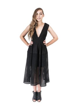 Nicholas Grid Lace Deep V Ball Dress Black Size 6 for rent on The Volte - image 1