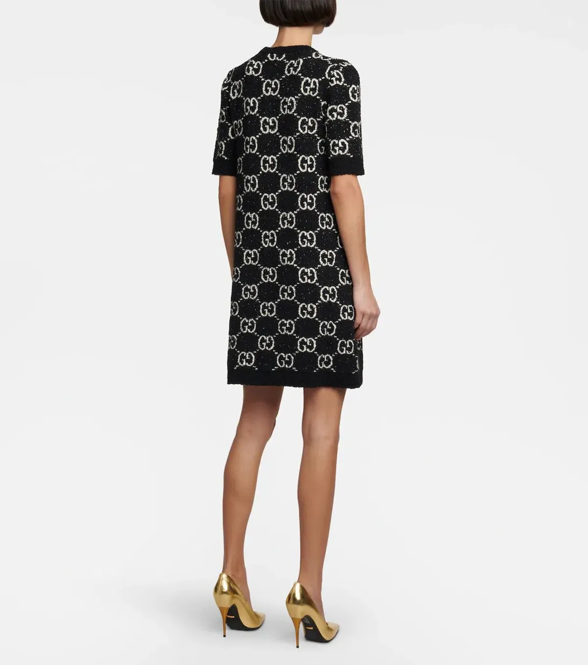 Gucci GG Jacquard Cotton-blend Minidress Dress Black Size  Xs/Au 8 - Image 2