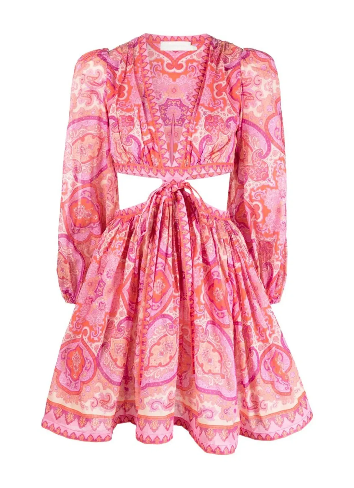 Zimmermann Halcyon Tie Front Mini Dress in Pink/Purple Paisley Size 1 / AU 10 - Image 6