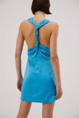 Misha Calypso Satin Mini Dress Blue Size 8 for rent on The Volte - image 3