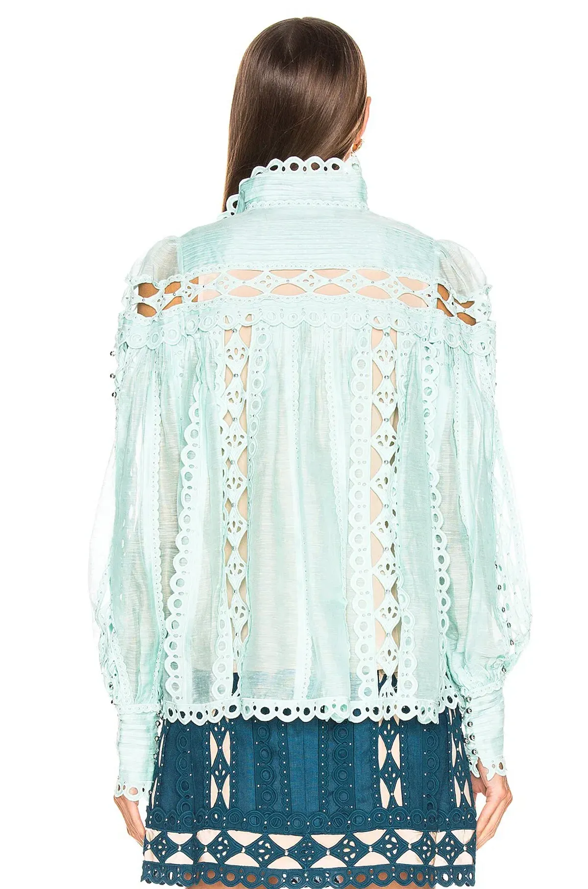 Zimmermann Moncur Studded Blouse Mint Blue Size 0 /AU 8 - Image 3