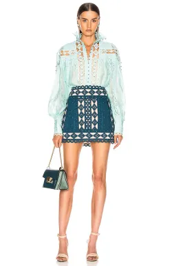 Zimmermann Moncur Studded Blouse Mint Blue Size 0 /AU 8 for rent on The Volte - image 1