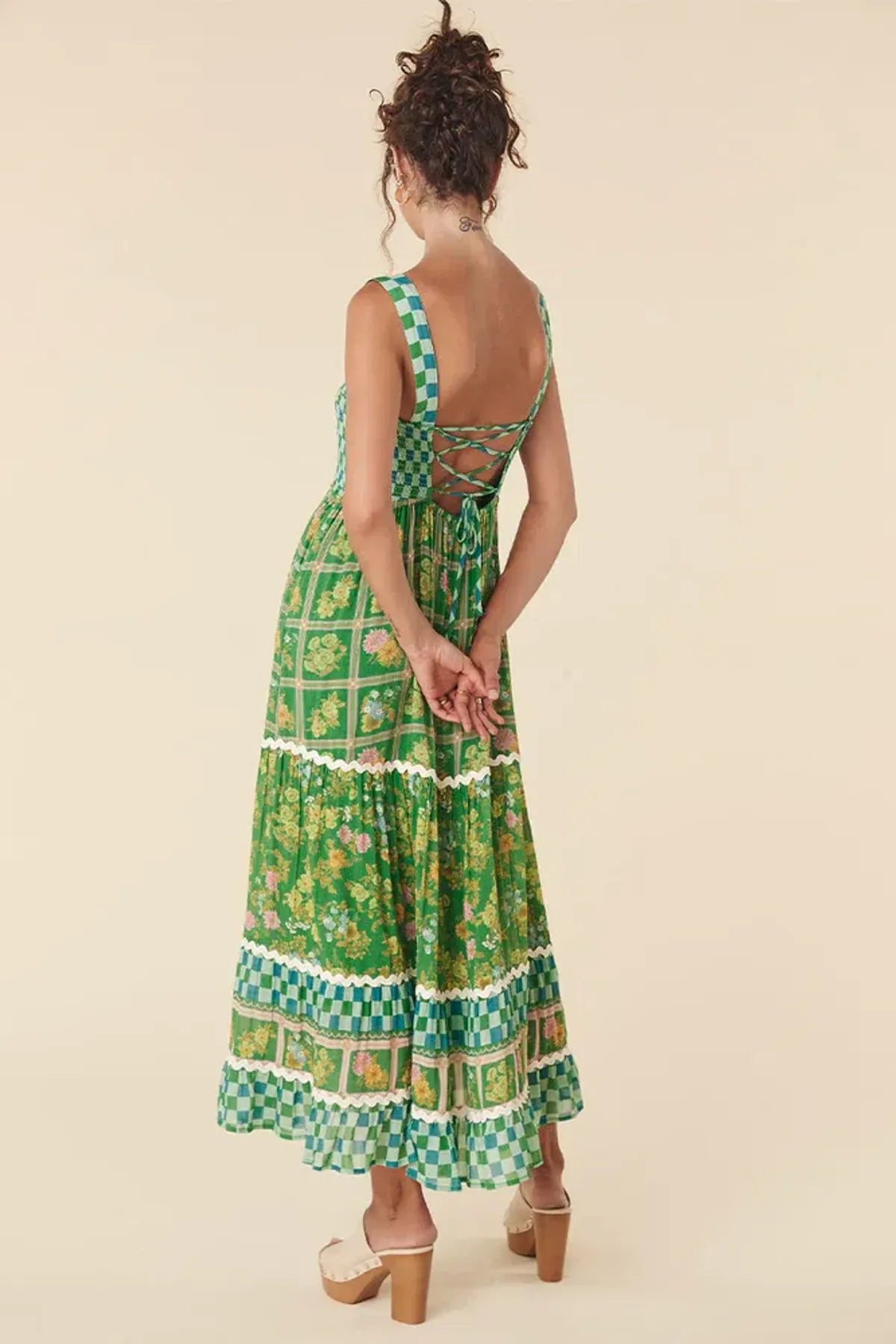 Spell Flora Strappy Maxi Dress Green Multi Size XL / AU 14 - Image 2