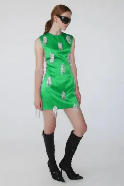 Kourh Onirique Crystal Mini Dress Green Size 12 for rent on The Volte - image 1