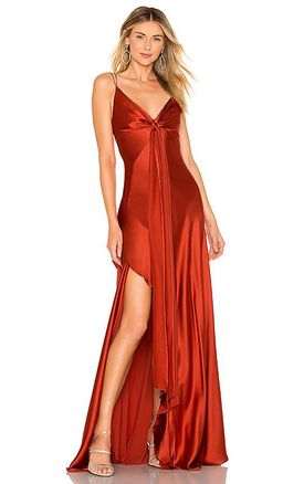 NICHOLAS Silk Charmeuse Maxi Dress in Deep Orange Size 10 for rent on The Volte - image 1