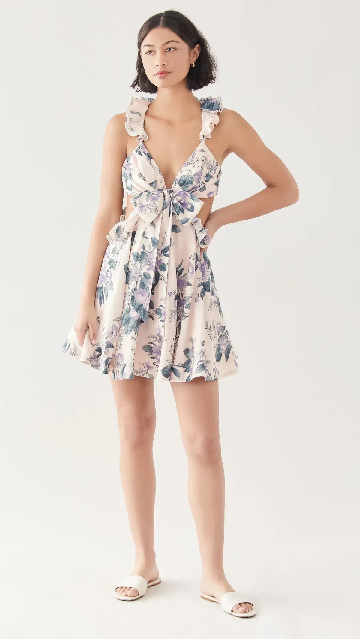 Zimmermann The Cassia Ruffle Mini Dress In Hydrangea Floral Size 2/Au 12 - Image 2