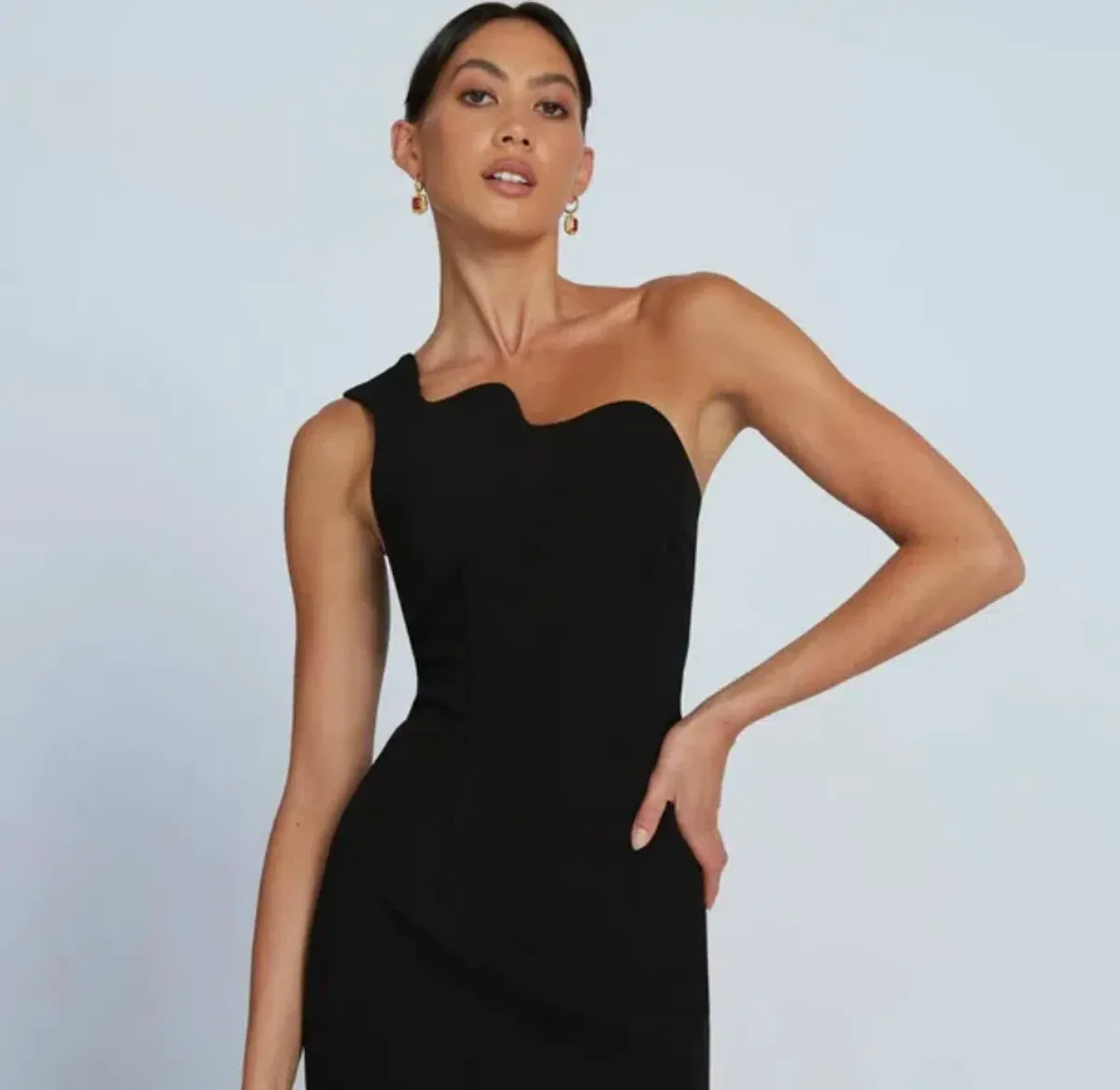 By Johnny Wave One Shoulder Mini Dress Black Size 10 - Image 2
