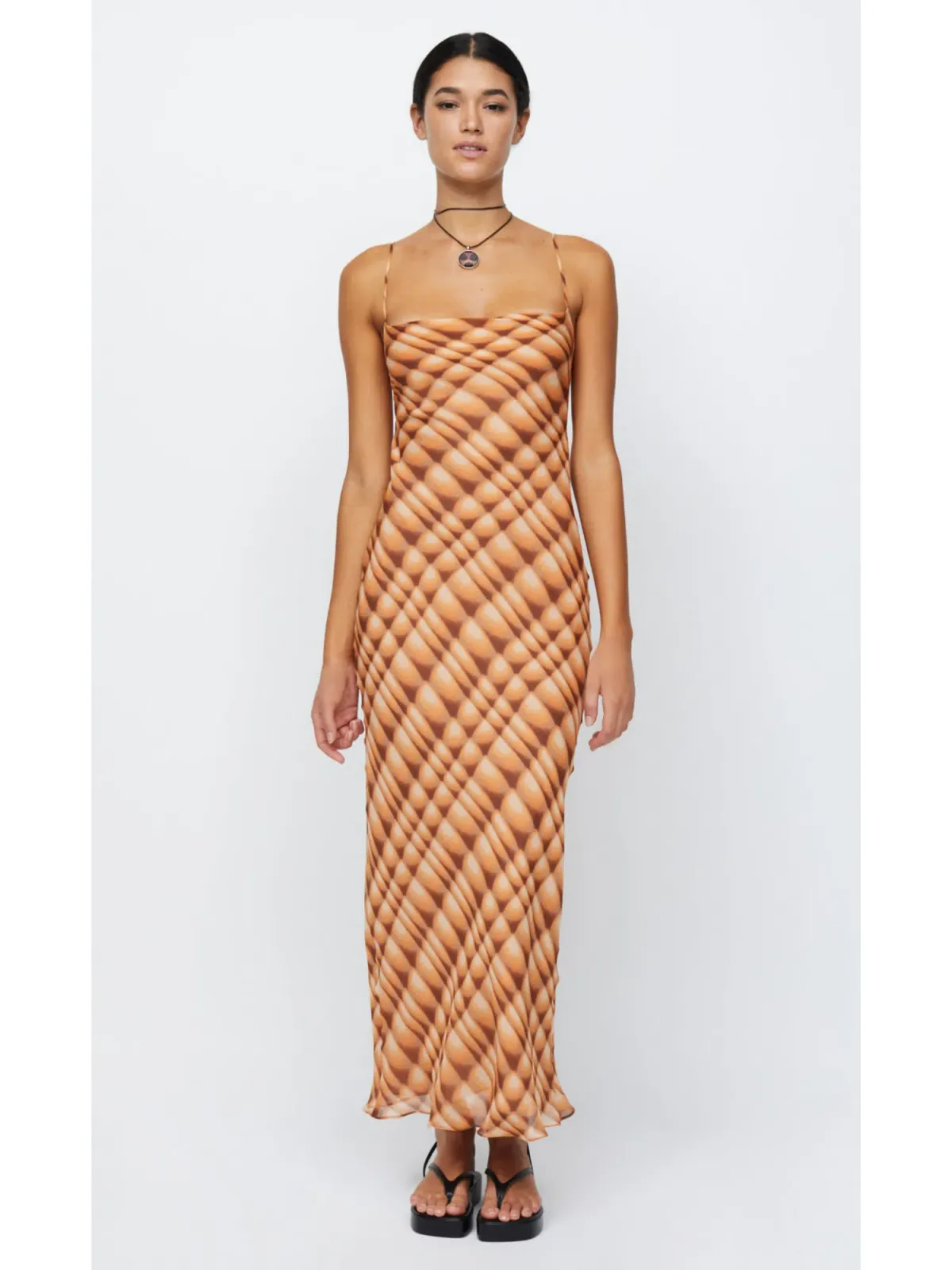 Bec & Bridge Soleil Slip Maxi Dress Golden Hour Check Size AU 8  - Image 2