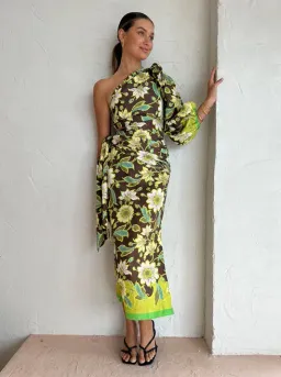 Alemais Winnie Midi Dress Chocolate/Floral Size 8 for rent on The Volte - image 2