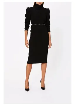 Scanlan Theodore Stretch Reptile Dress Black Size 6 for rent on The Volte - image 1