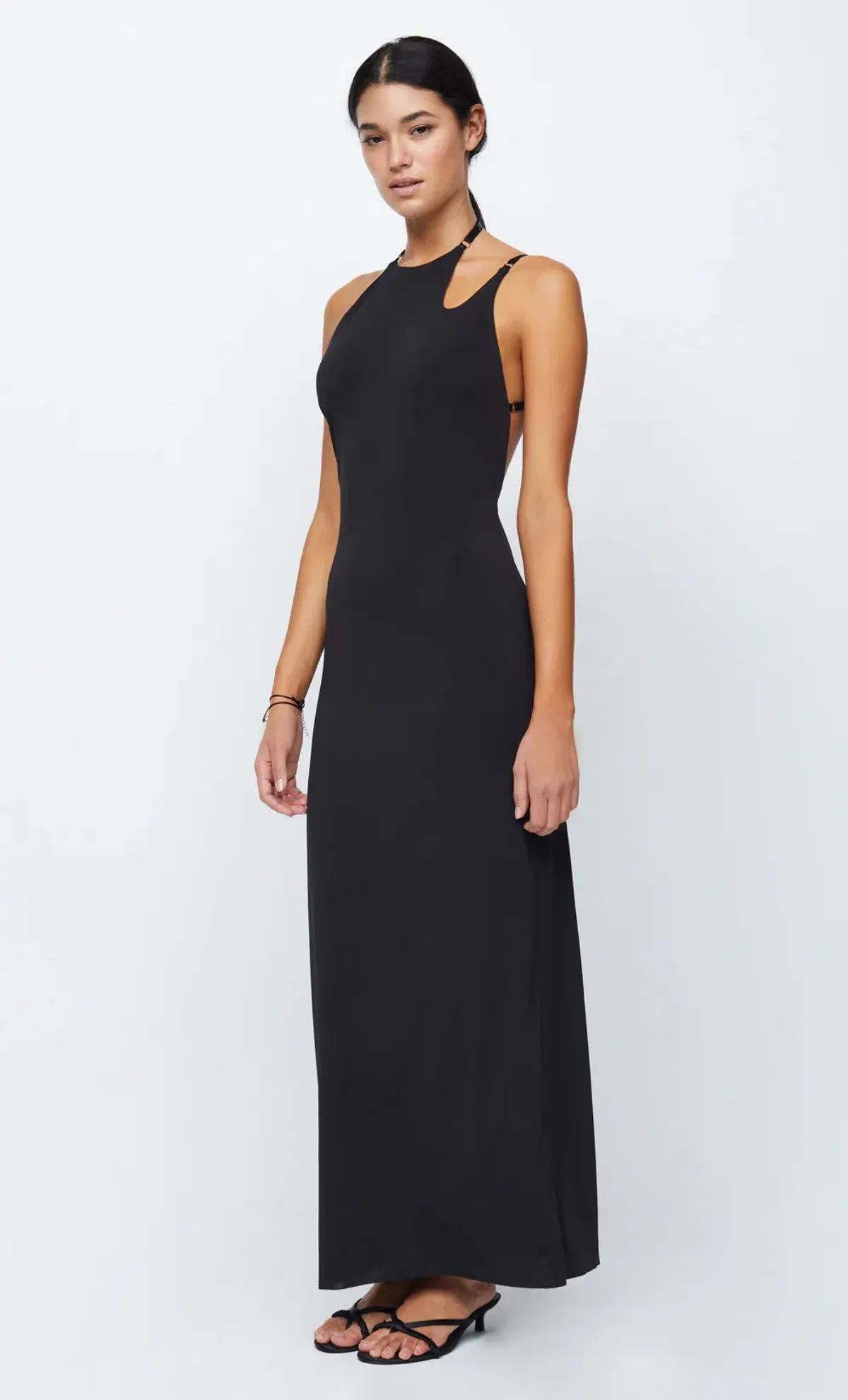 Bec & Bridge Zadie Asym Maxi Cut Out Strap Halter Open Back Dress Black Size AU 8 - Image 2