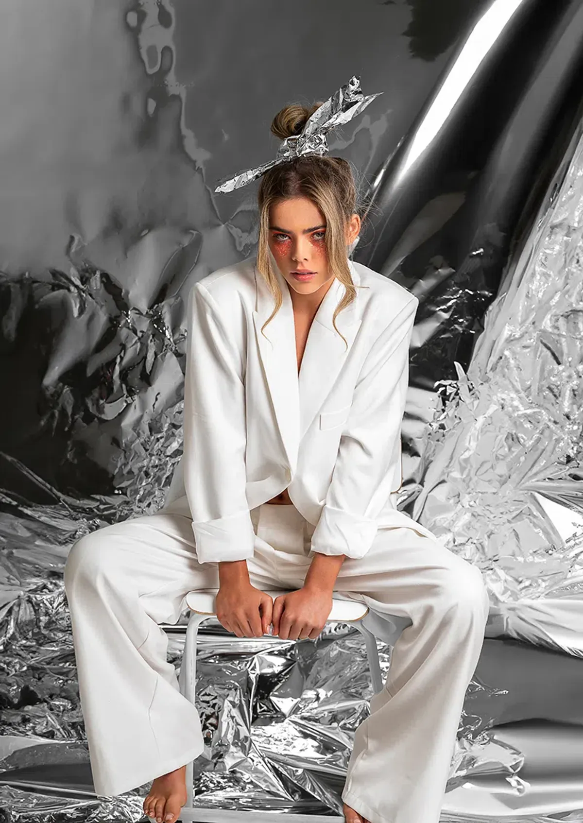 Dissh Harley Boyfriend Two-Piece Suit White Size 8 - Image 1