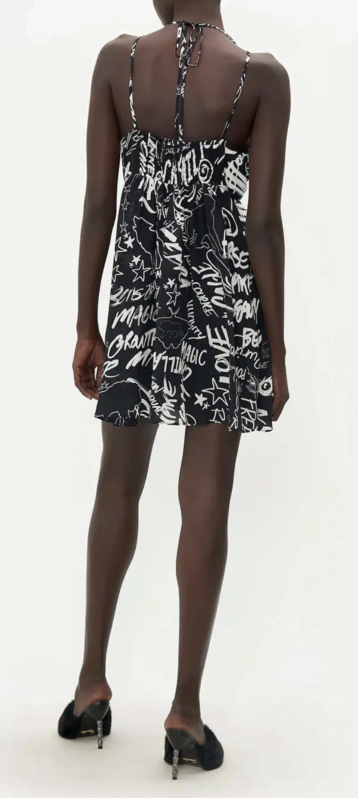 Camilla Spirit Scribble Short Flared Dress With Hardware Size 10 - Image 3