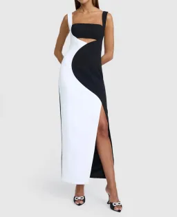 By Johnny Caterina Two Tone Curve Midi Dress Black/White Size 10 for rent on The Volte - image 3