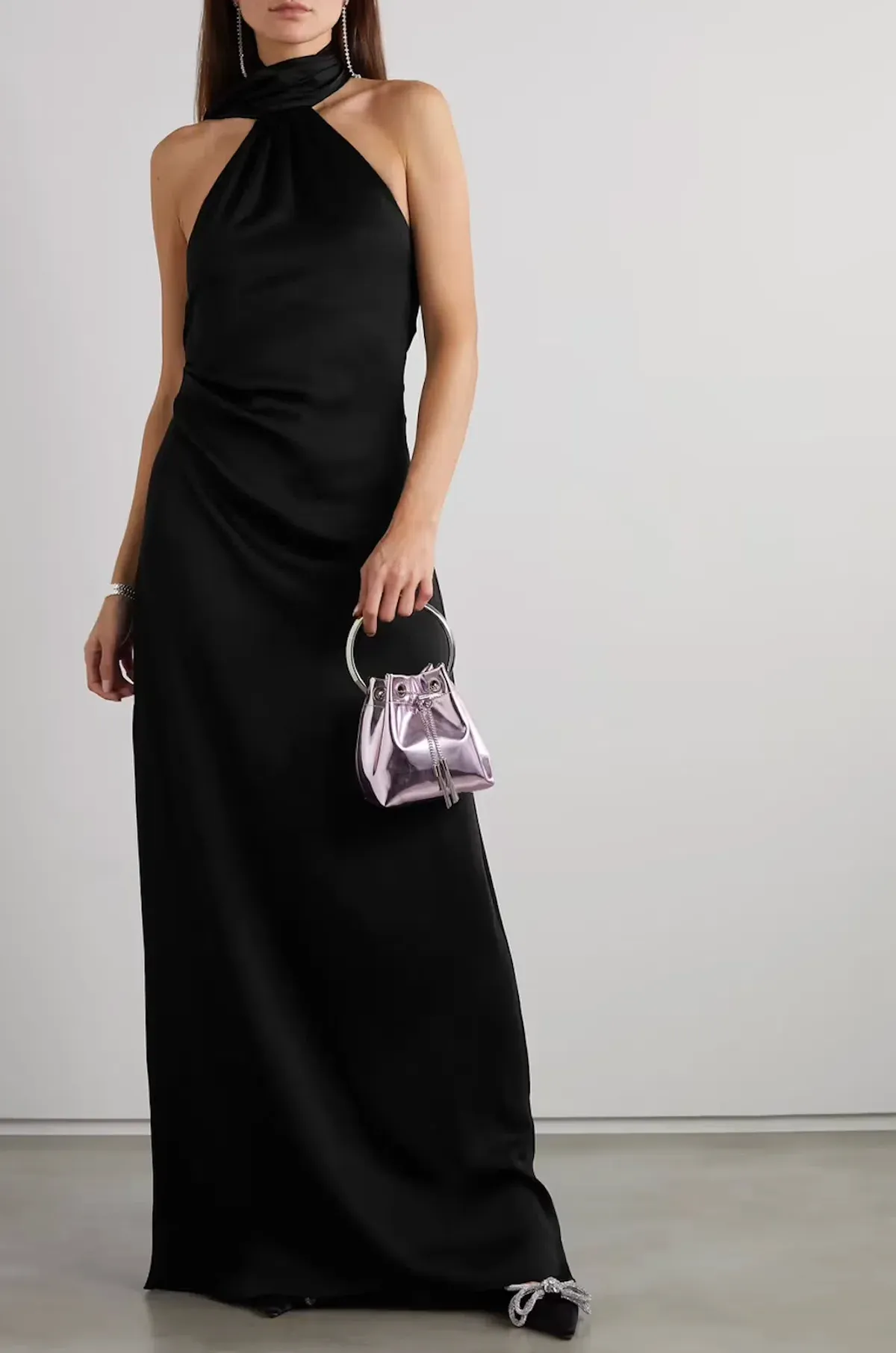 Jonathan Simkhai Vittoria Draped Satin Maxi Dress Black Size 6 - Image 3