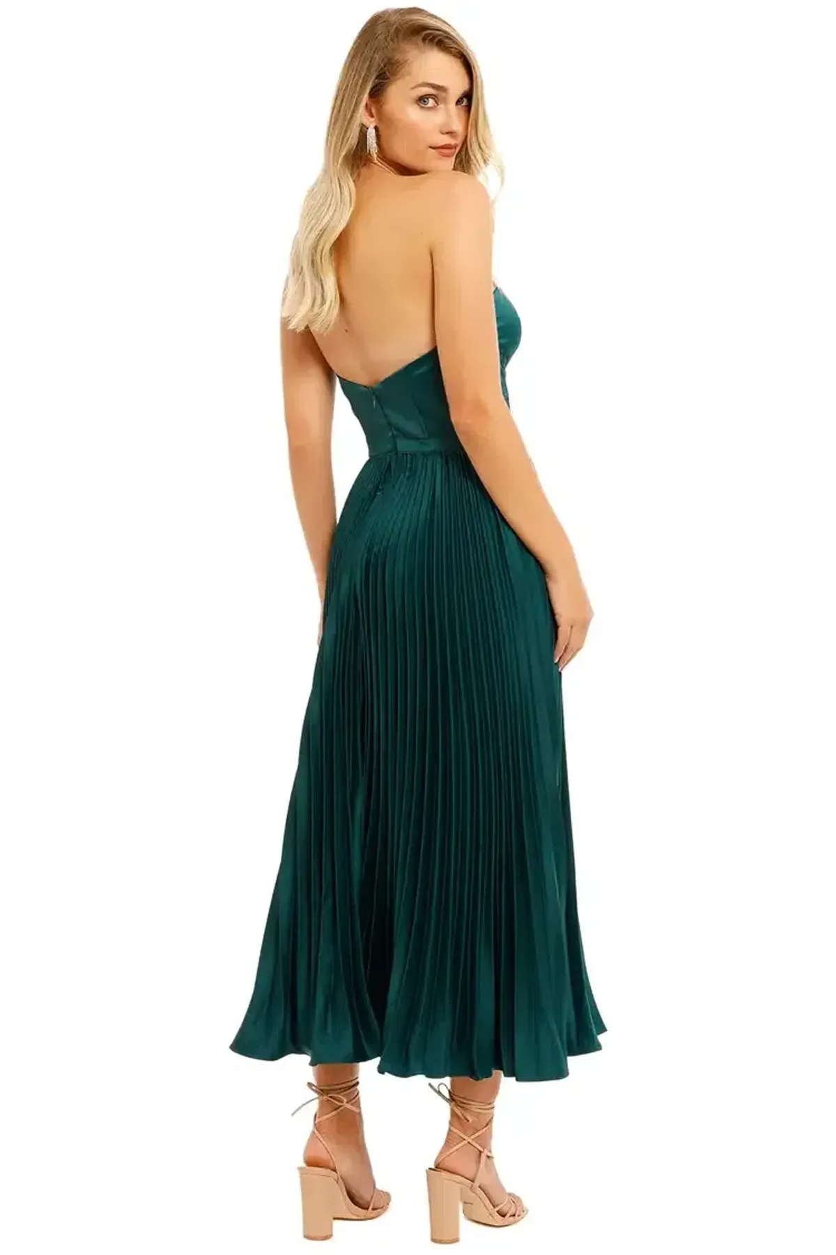 Elle Zeitoune Milan Midi Dress in Emerald Green Size 12 - Image 3