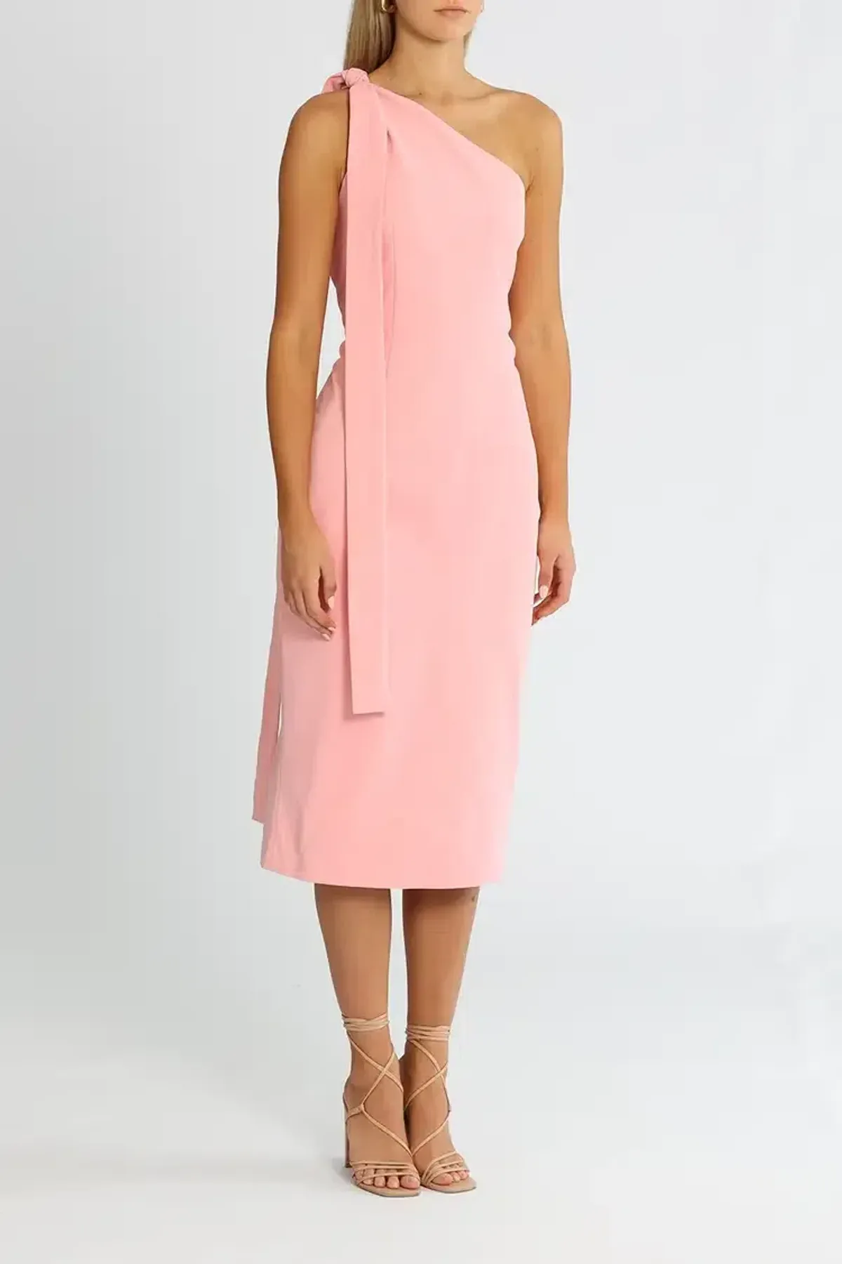 Elle Zeitoune One Shoulder Midi Dress in Pink Size 14 - Image 2