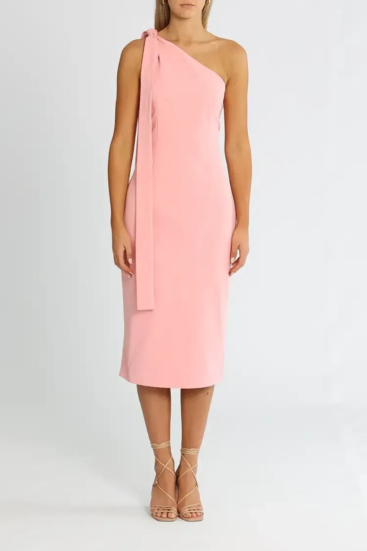 Elle Zeitoune One Shoulder Midi Dress in Pink Size 14 - Image 1