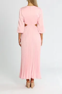 Elle Zeitoune Barry Satin Long Sleeve Midi Dress in Candy Pink Size 16 for rent on The Volte - image 3