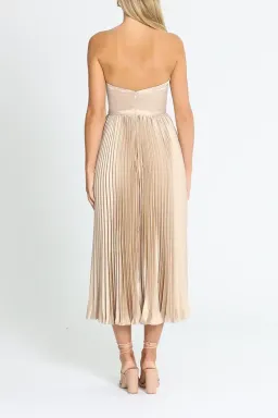 Elle Zeitoune Fluid Pleated Midi Dress in Champagne Size 8 for rent on The Volte - image 3