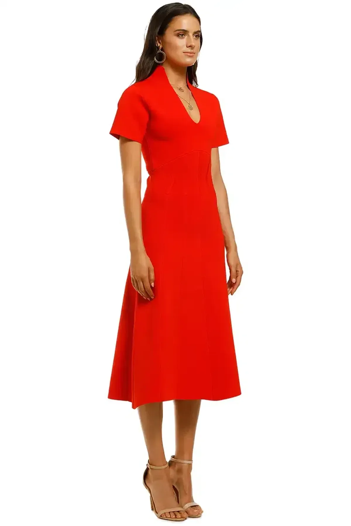 Ginger and Smart Valour Knit Midi Dress in Geranium Red Size 10 - Image 2