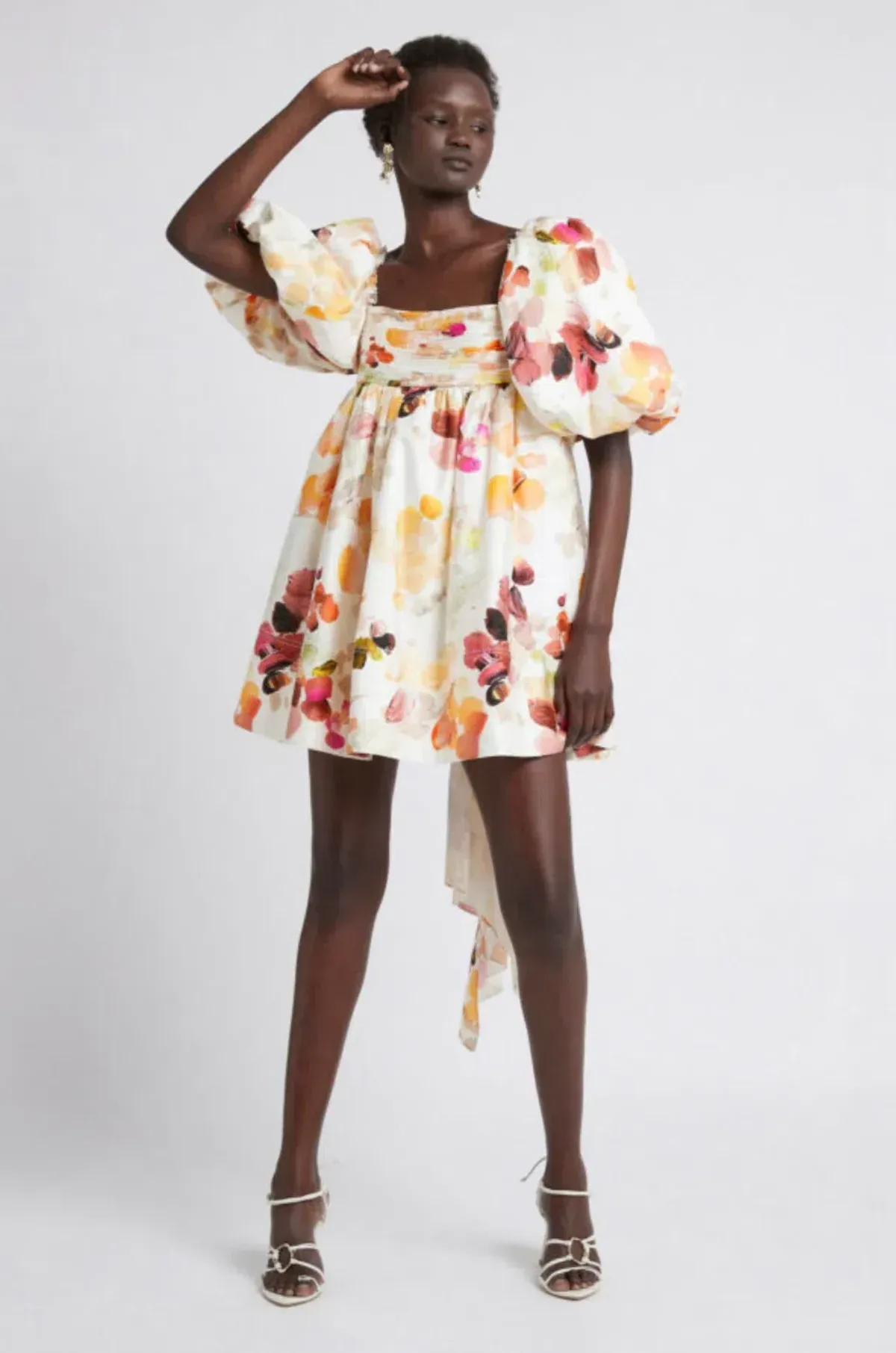 Aje Dassia Puff Sleeve Mini Dress in Floral - Size 8 - Image 2