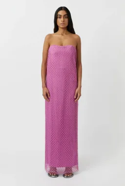 Camilla and Marc Sinclar Lace Strapless Maxi Dress in Magenta Pink Size 10 for rent on The Volte - image 1