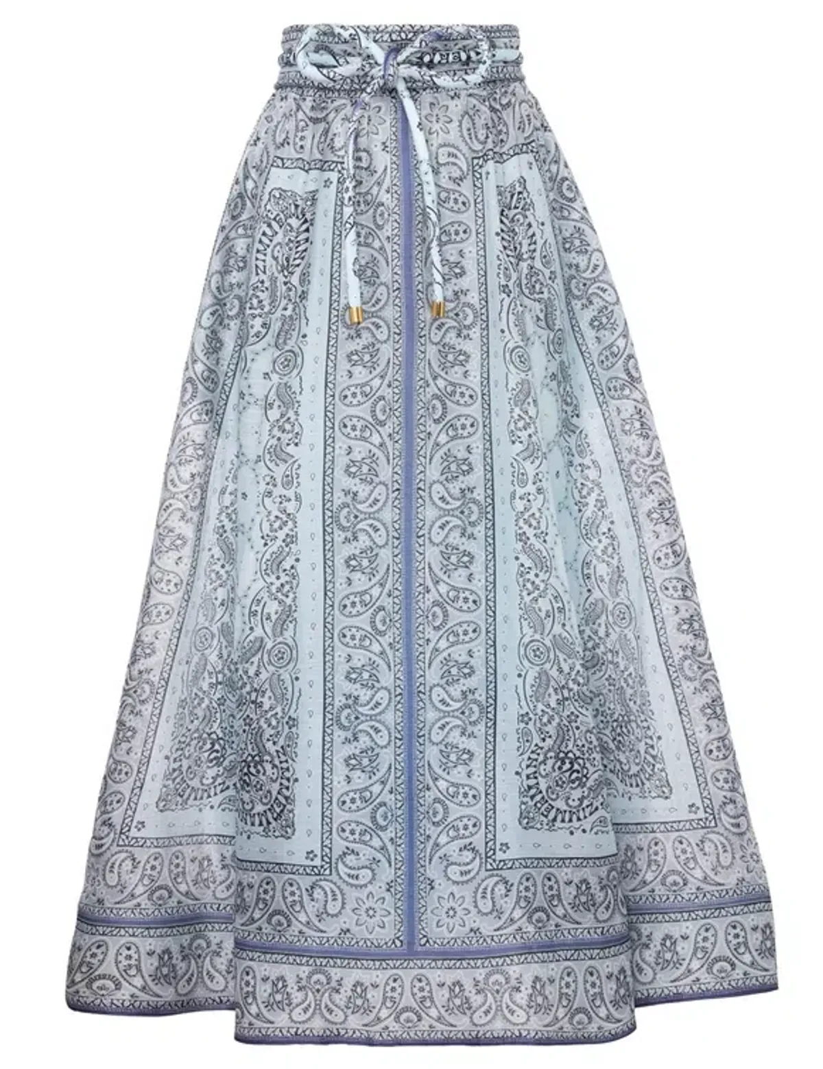 Zimmermann The Matchmaker Fitted Blouse and Gathered Midi Skirt in Blue Bandana Size 1/AU 10 - Image 4