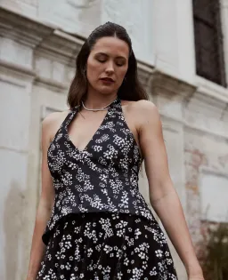 Scanlan Theodore Floral Tulle Halter Top and Skirt Set Black Size 8 for rent on The Volte - image 2