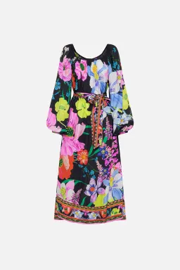 Camilla Gathered Flared Dress Black Floral Size 14 for rent on The Volte - image 3