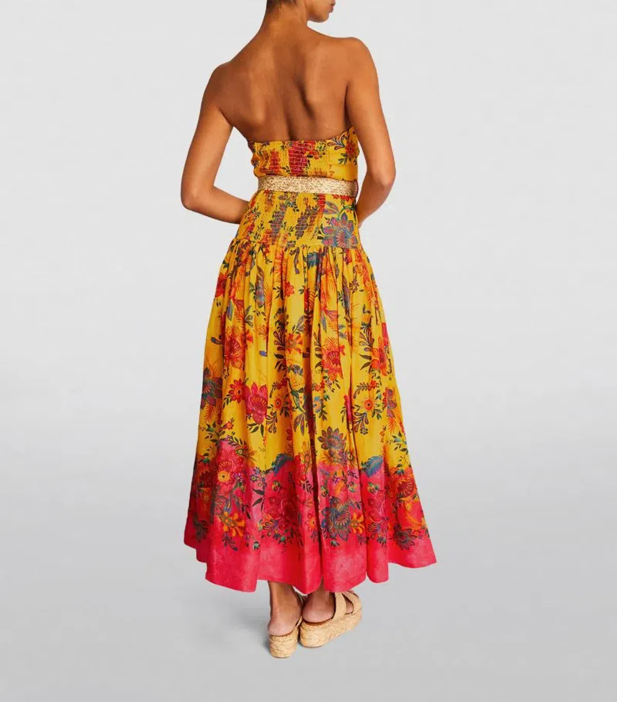 Zimmermann The Ginger Strapless Midi Dress in Pink/Yellow Floral Size 1/AU 10 - Image 2