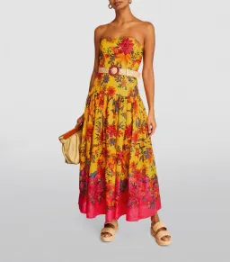 Zimmermann The Ginger Strapless Midi Dress in Pink/Yellow Floral Size 1/AU 10 for rent on The Volte - image 1