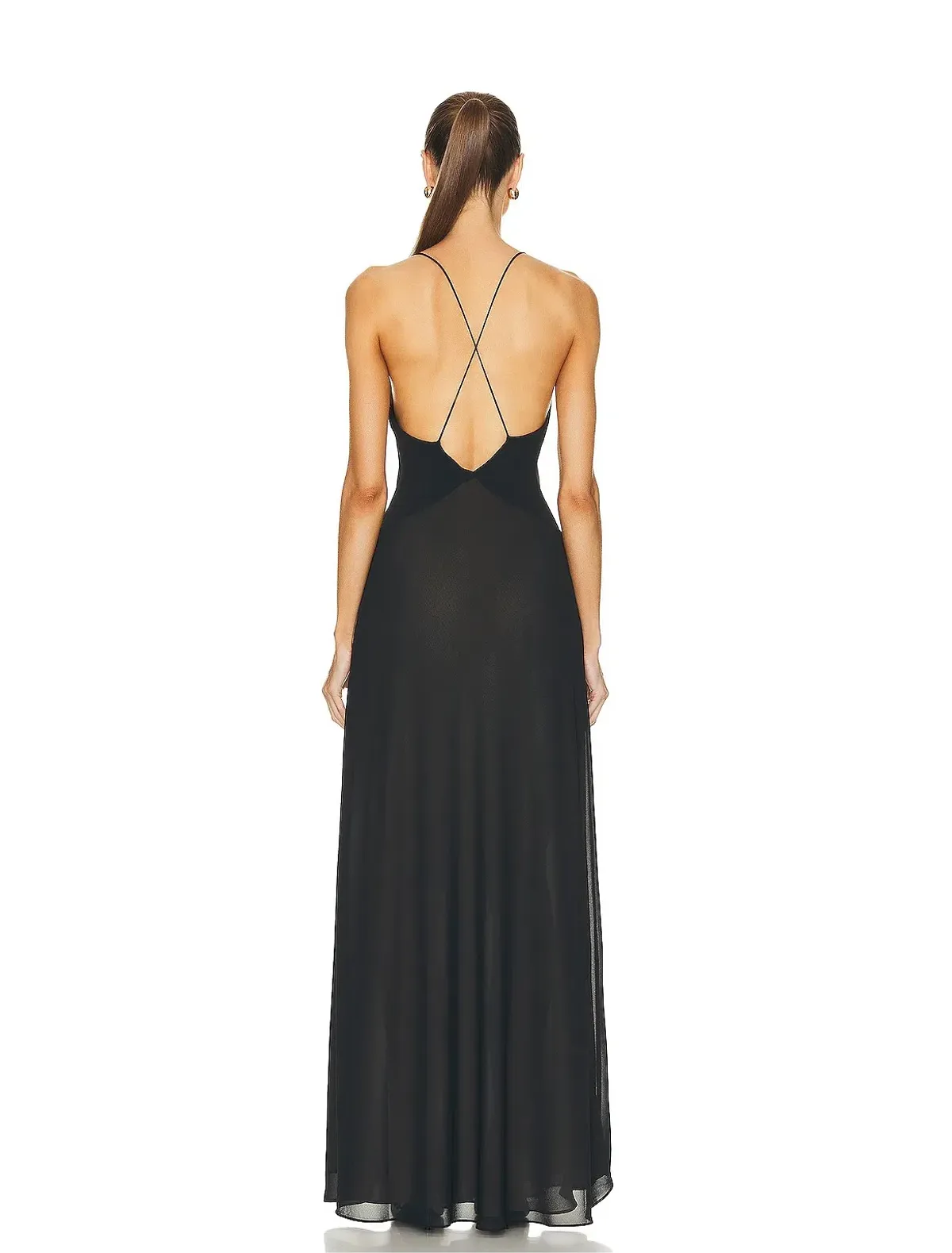 Helsa Studio Sheer Deep V Long Slip Dress Size S/AU 8 - Image 2