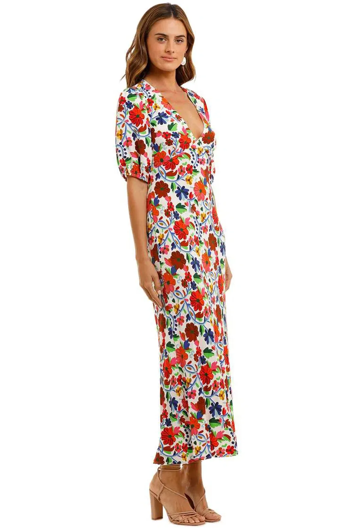 Rixo Steph Crepe Midi Dress Floral Size XS / AU 8 - Image 2
