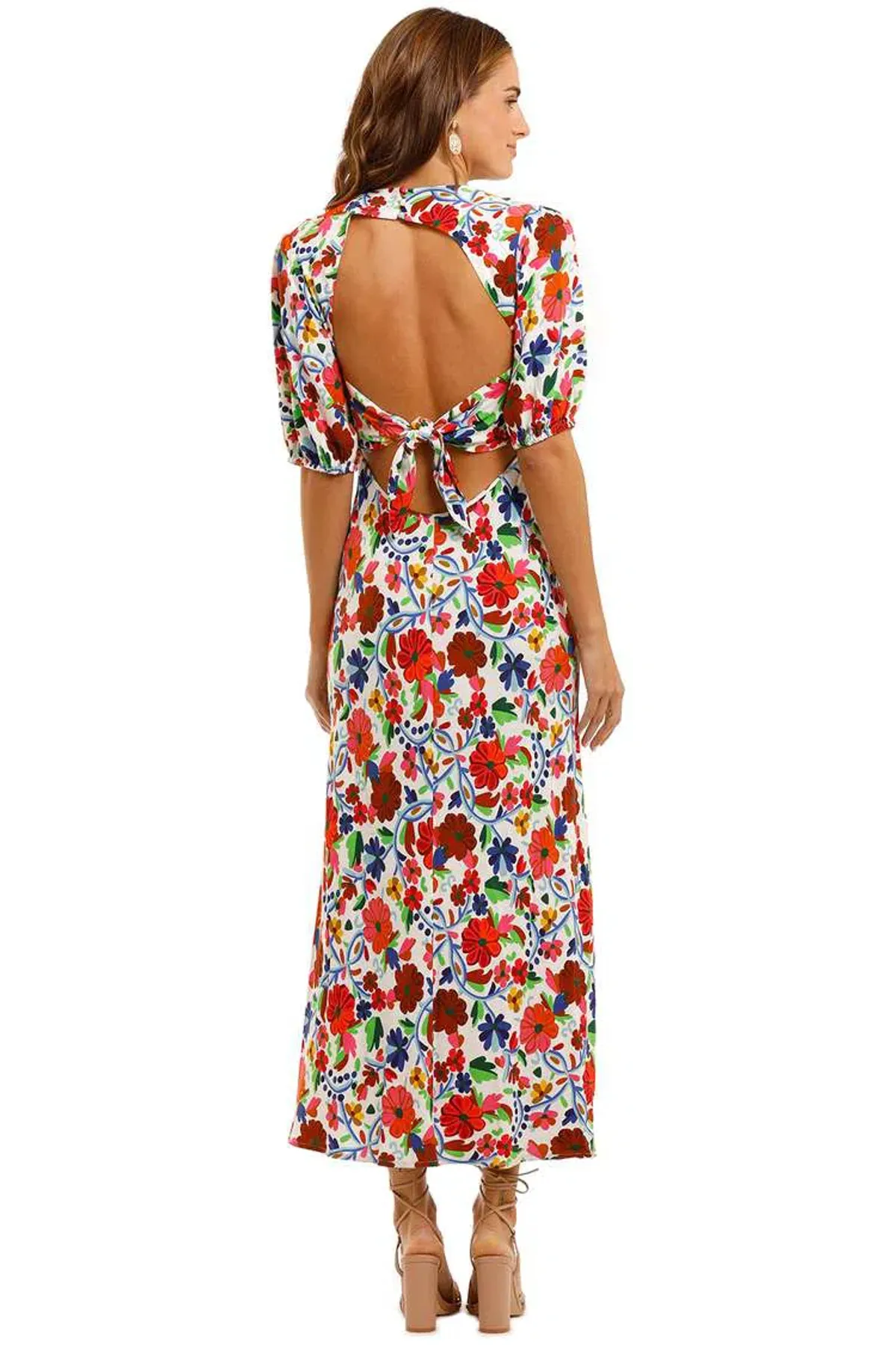Rixo Steph Crepe Midi Dress Floral Size XS / AU 8 - Image 3