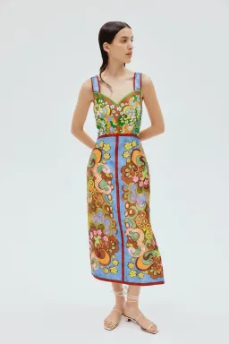 Alemais Dreamer Corset Midi Dress Multi Size 8 for rent on The Volte - image 1
