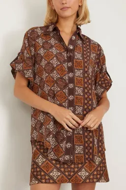 Alemais Carmella Shirt And Mini Skirt Set Brown/Print Size 8 for rent on The Volte - image 5