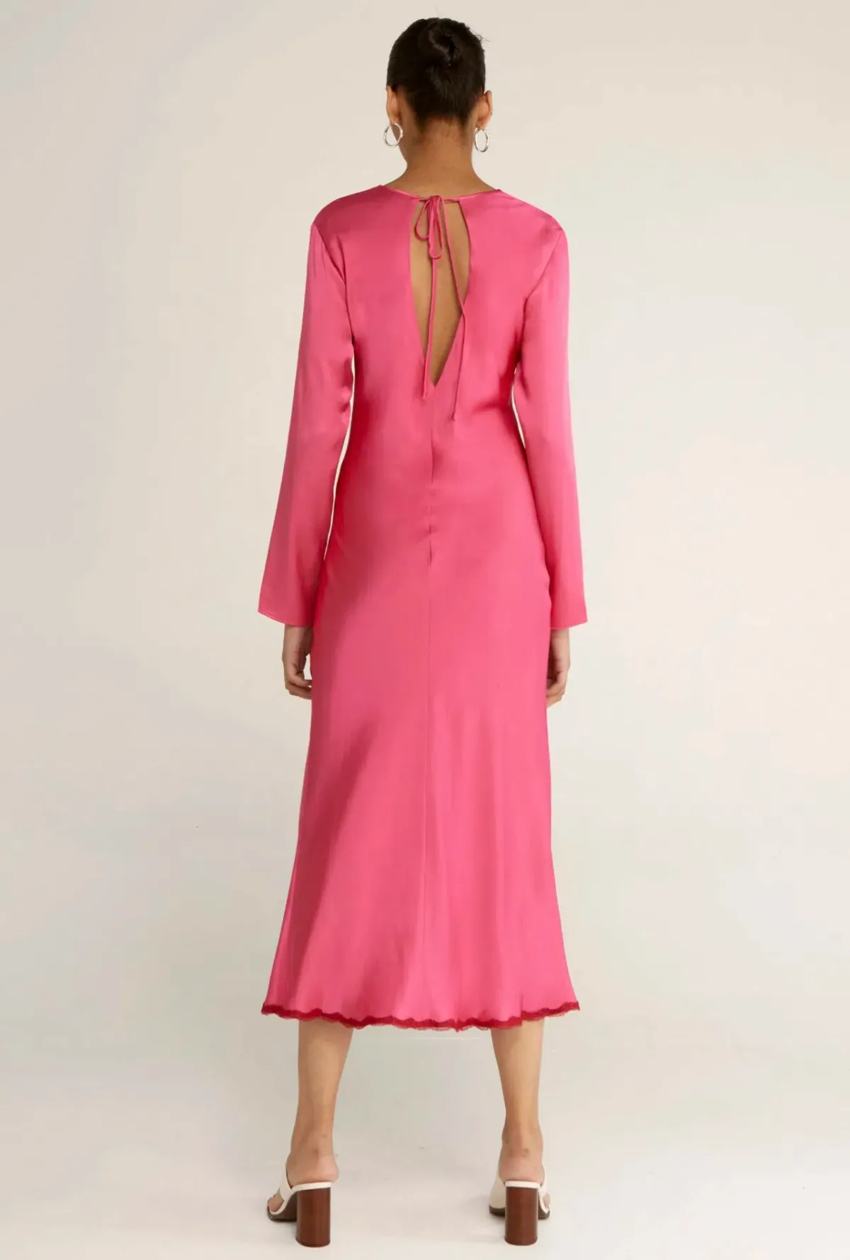 Third Form Last Dance Long Sleeve Bias Maxi Dress in Magenta Size 8 - Image 3