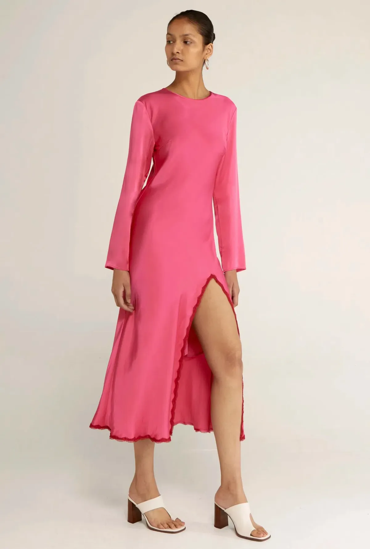 Third Form Last Dance Long Sleeve Bias Maxi Dress in Magenta Size 8 - Image 4