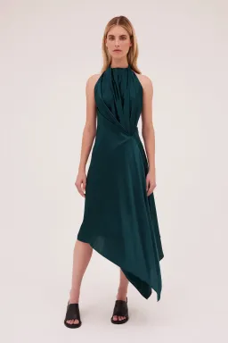 Bianca Spender Isabella Silk Midi Dress Green Size 8 for rent on The Volte - image 1