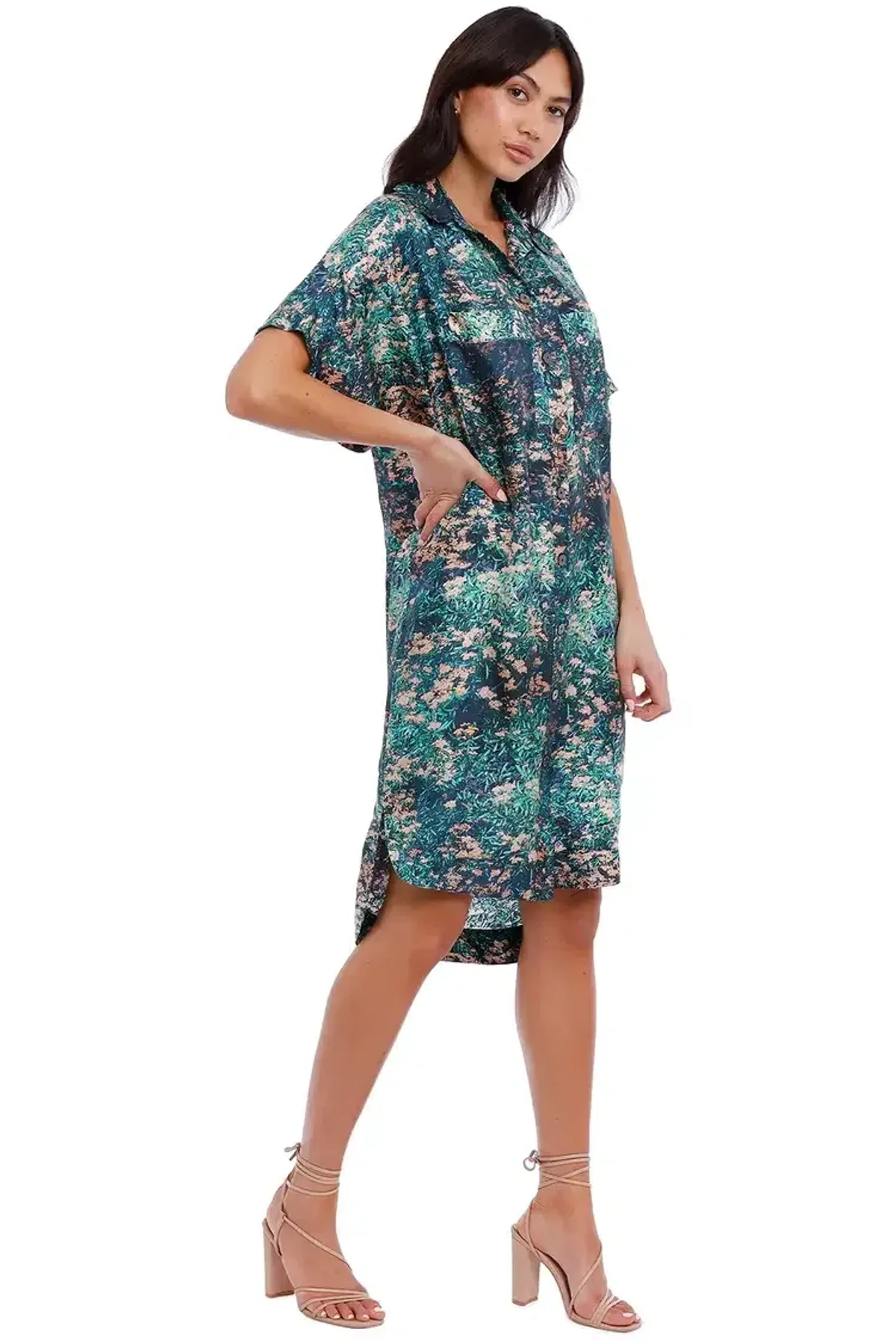 Ginger & Smart Night Grass Mini Shirt Dress Multi Size 14 - Image 6