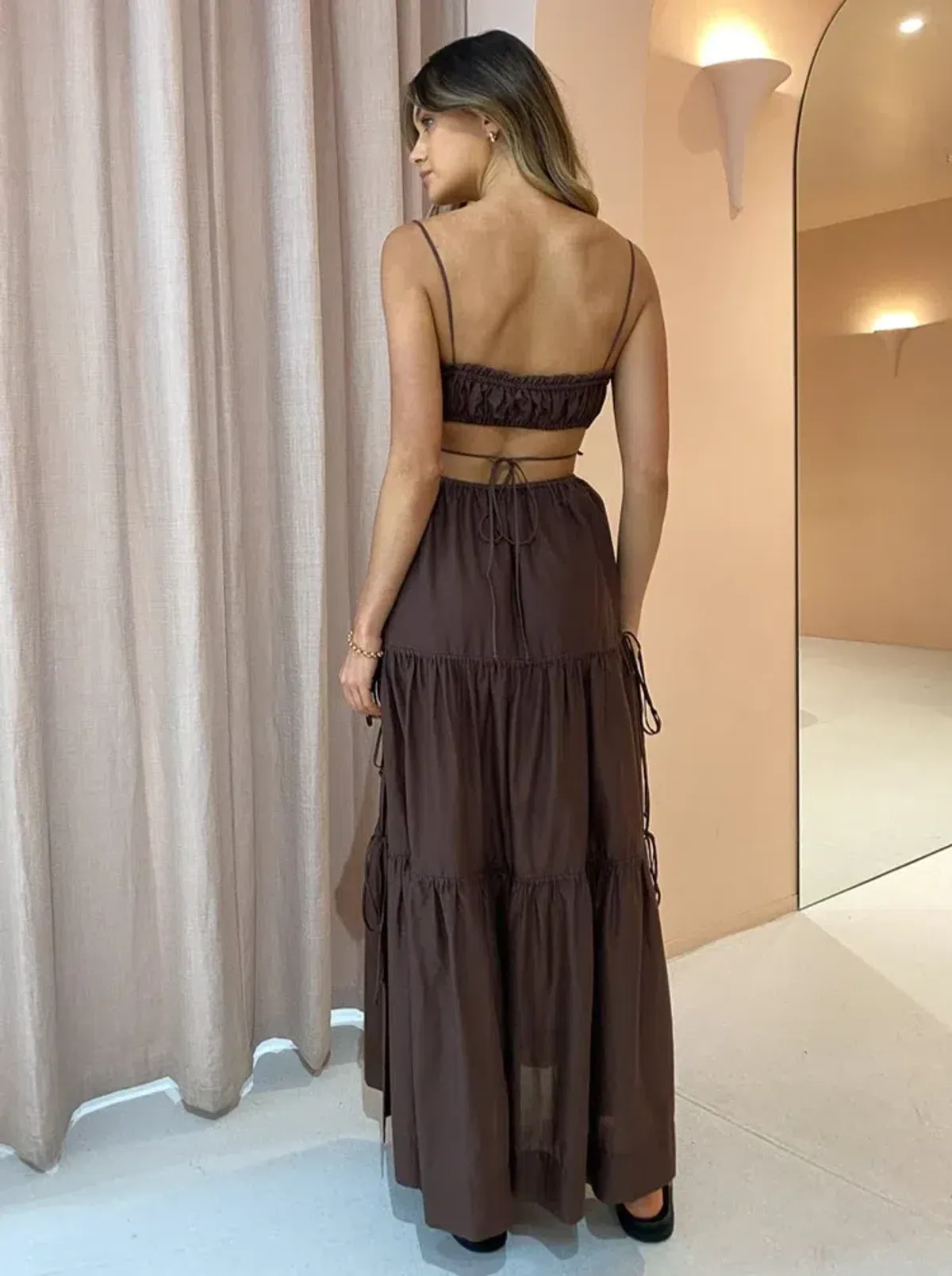 Bec & Bridge Alexandra Tie Maxi Dress Brown Size 10 - Image 2