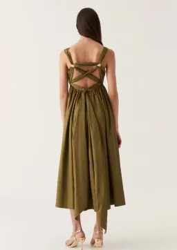 Aje Nova Tie Back Midi Dress Green Size 14 for rent on The Volte - image 3