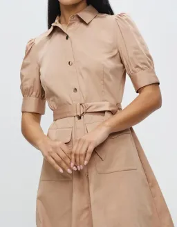 MARCS Caitlyn Shirt Dress Latte Size 8 for rent on The Volte - image 2