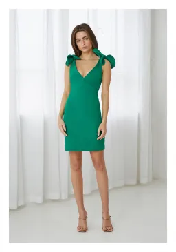 By Johnny V Plunge Bow Shoulder Mini Dress Green Size 8 for rent on The Volte - image 1