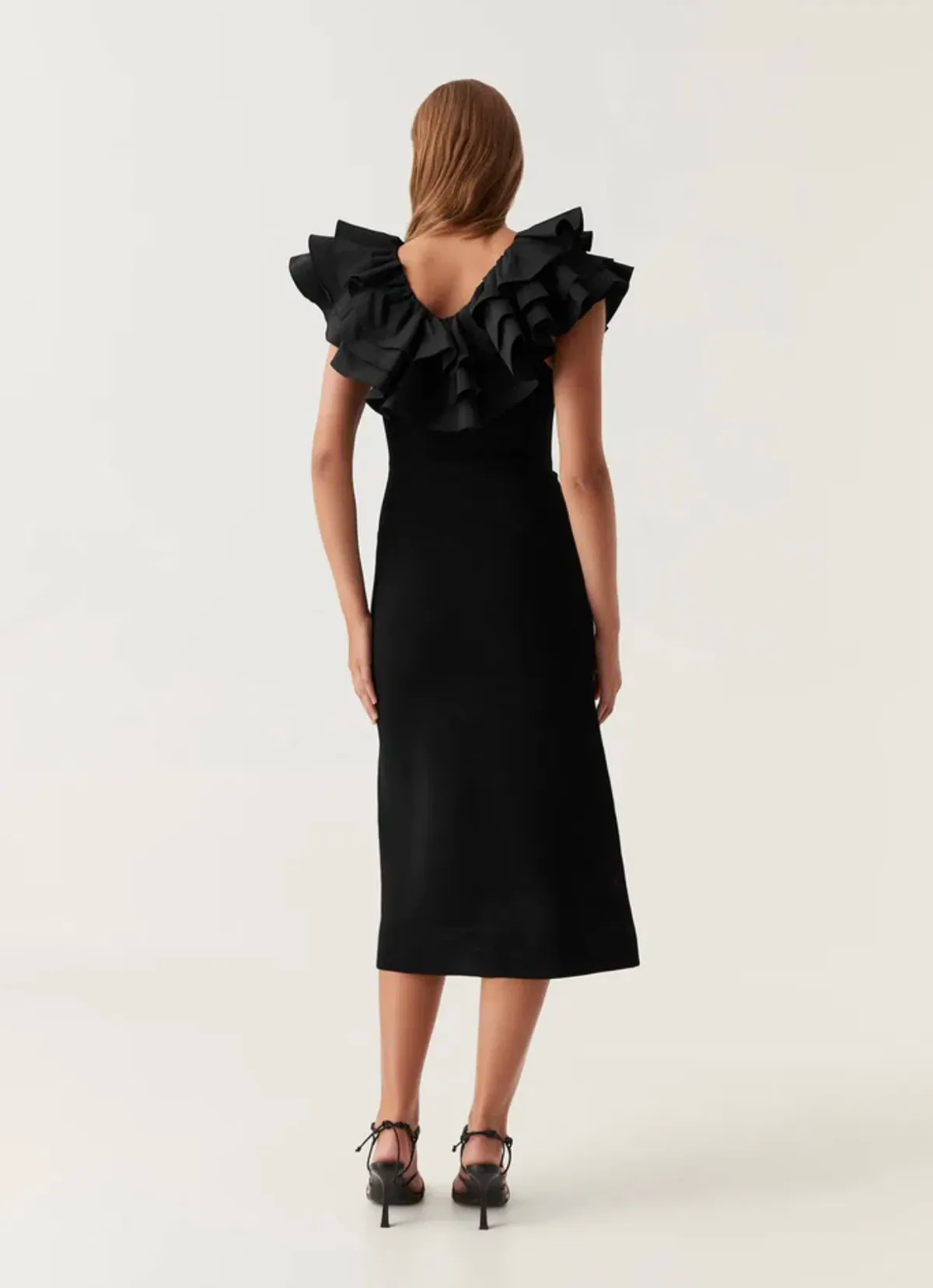 Aje Transcendent Ruffle Midi Dress Black Size 14 - Image 3