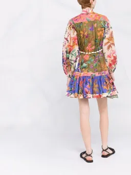 Zimmermann Tropicana Print Belted Mini Dress Multi-colored Size 0 / AU 8 for rent on The Volte - image 3
