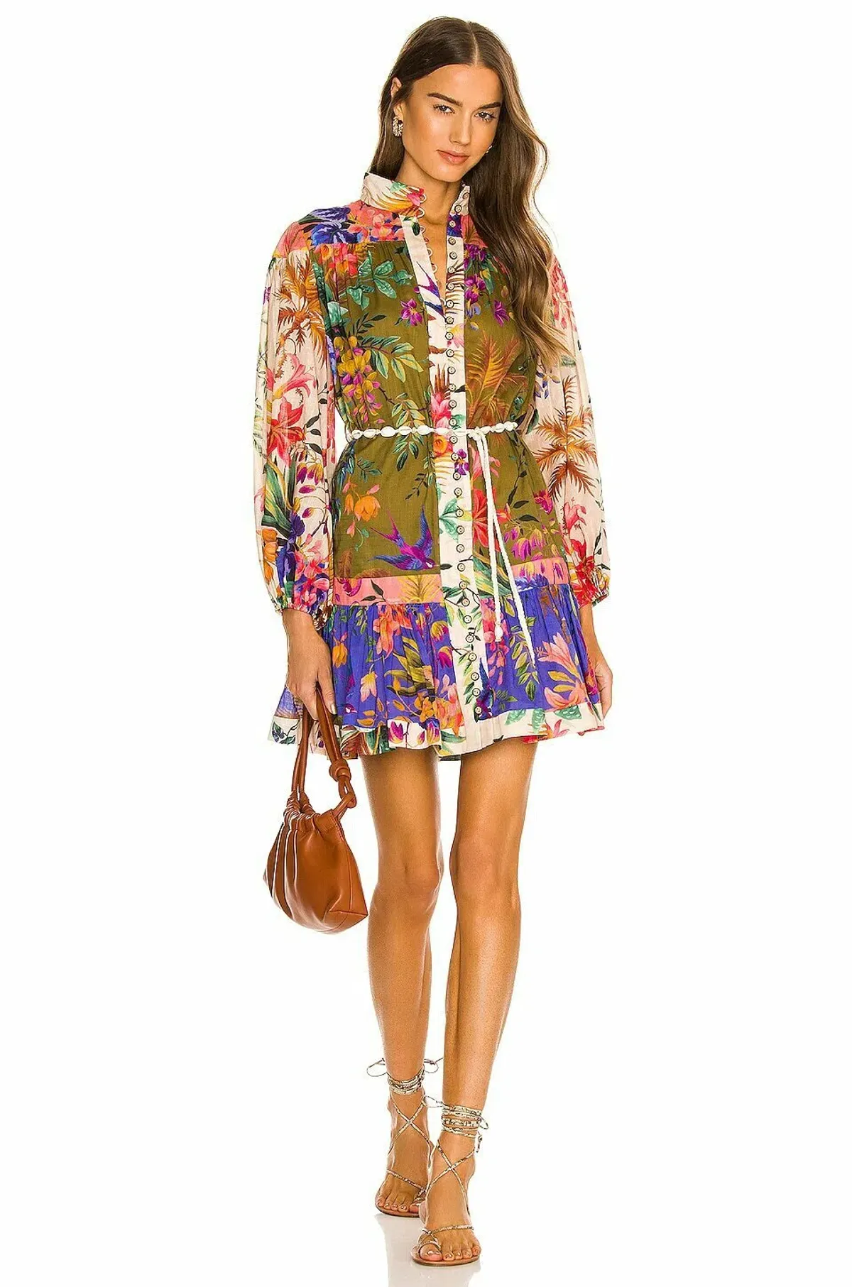 Zimmermann Tropicana Print Belted Mini Dress Multi-colored Size 0 / AU 8 - Image 1