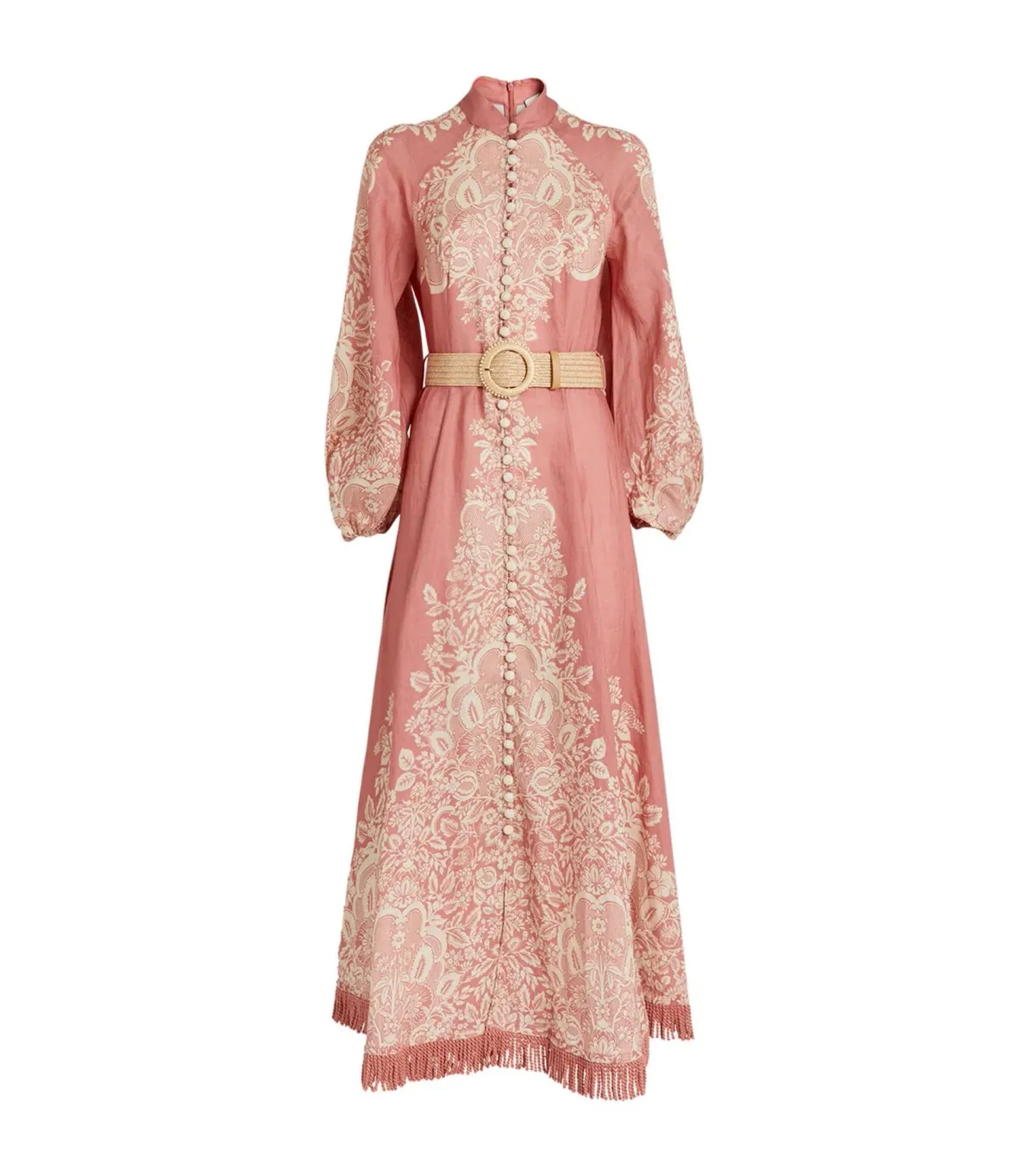 Zimmermann Pattie Fringed Midi Dress in Rose Baroque Floral Size 2 / AU 12 - Image 5